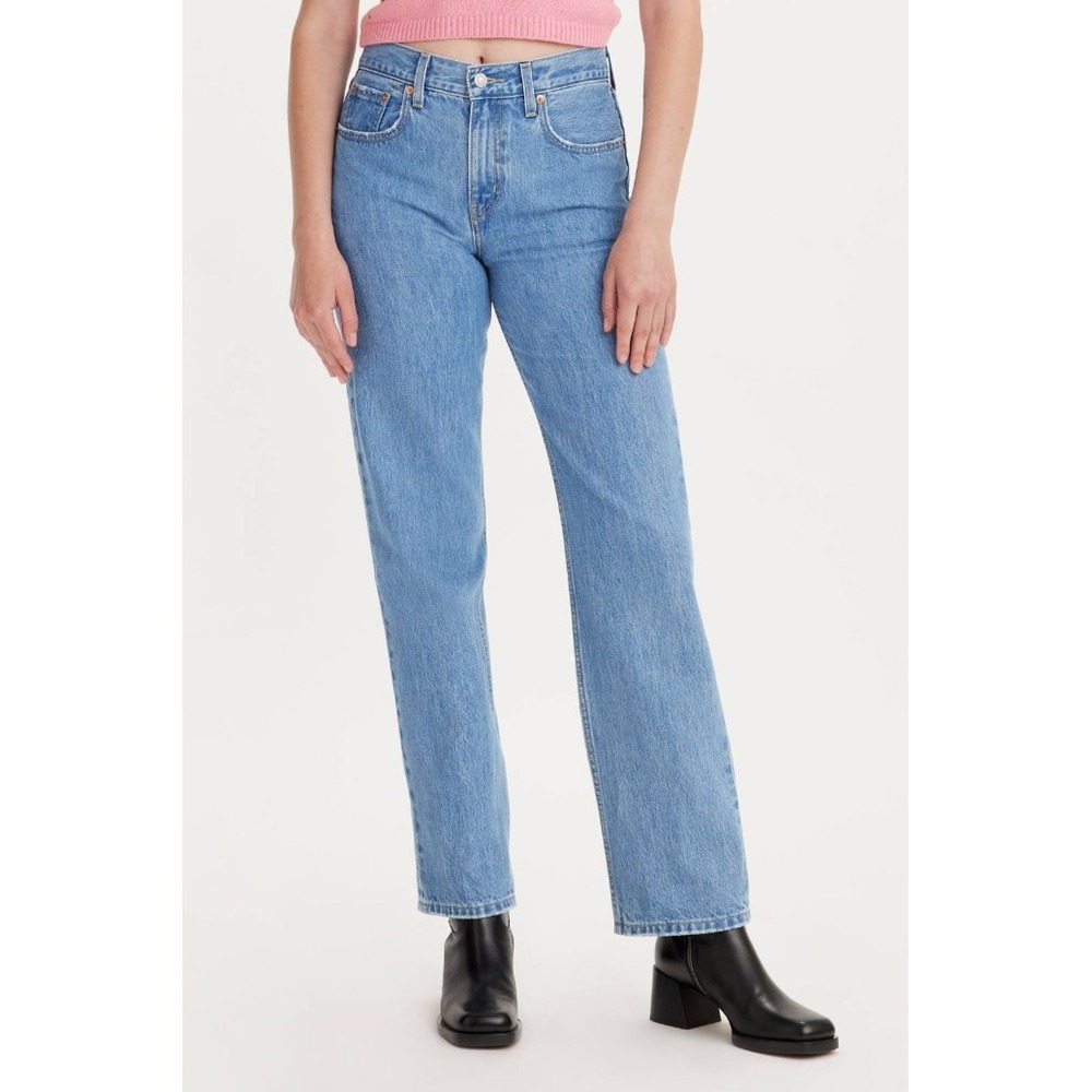 Levi's Low Pro Straight Jeans Women's Size 29 Light Wash Blue Denim Relaxed EUC